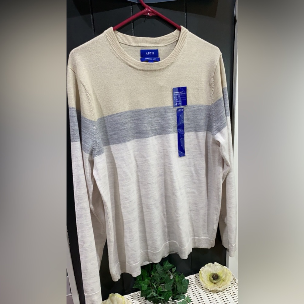 Men’s Apt. 9 Large Neutral Wool Blend Super Soft Sweater